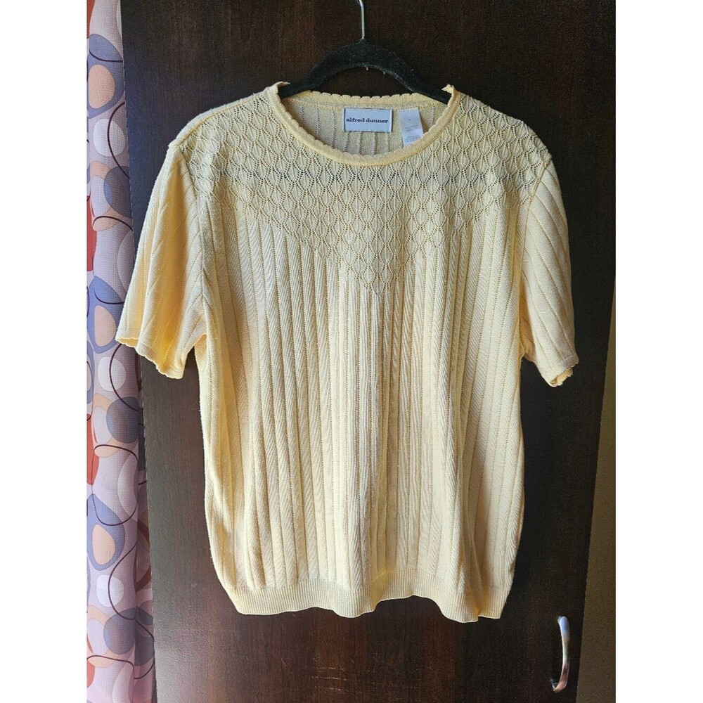 Alfred Dunner Butter Yellow Short-Sleeve Knit Top Size Large